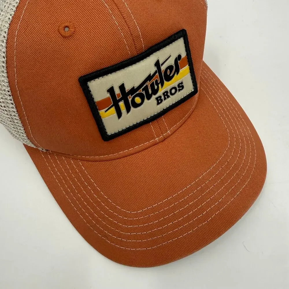 Howler Brothers Hat Men's Electric Standard Adjustable Snapback Orange Mesh